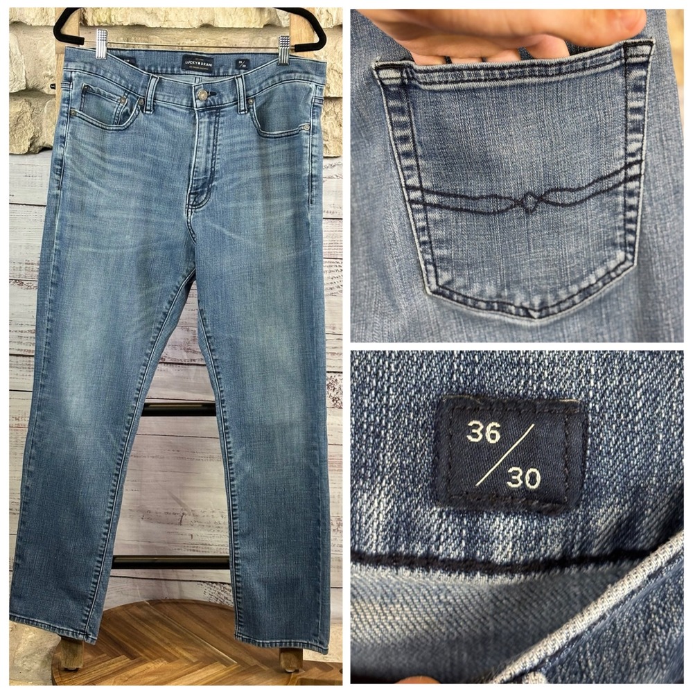 Lucky Brand 410 Athletic Slim Mens Jeans 36x30 Medium Wash Blue Denim